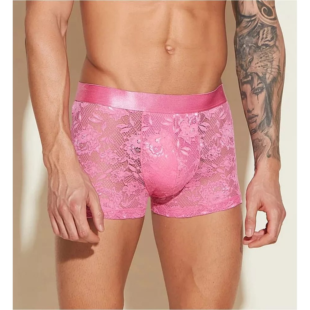 Cosabella Men's Never Say Never Hot Pink Lace Boxer Trunk Size L